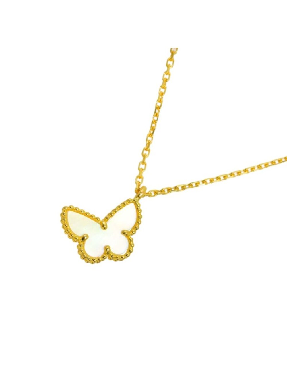 Van Cleef & Arpels Sweet Alhambra Papillon Shell Necklace 40 18k Yellow Gold